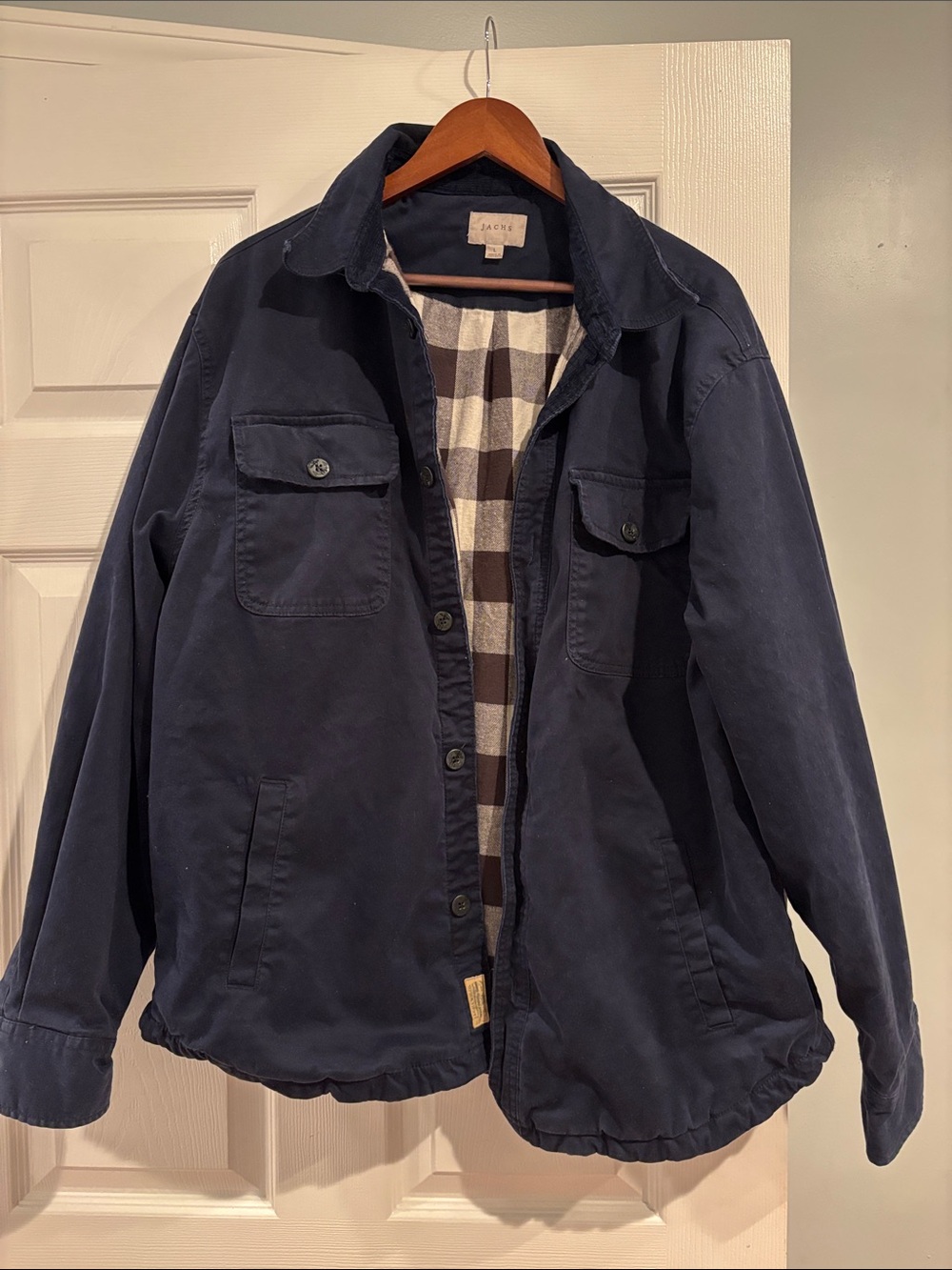 Jachs Navy Blue Button-Front Field Task Jacket